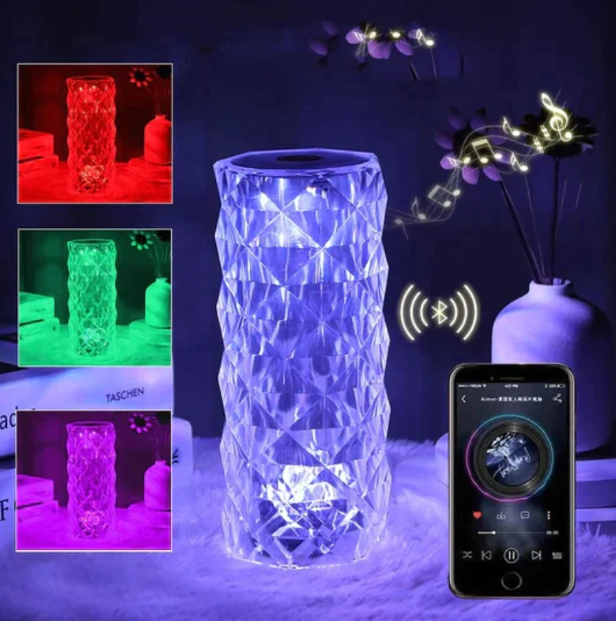 Lámpara de Cristal Luz LED con Parlante Bluetooth y Control Remoto